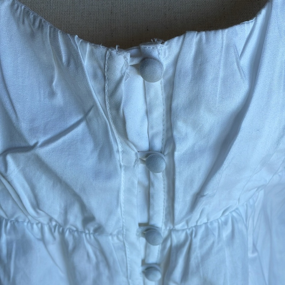 Anthropolgie White Short-Sleeve Scoop-Neck Blouse XS - Picture 6 of 12
